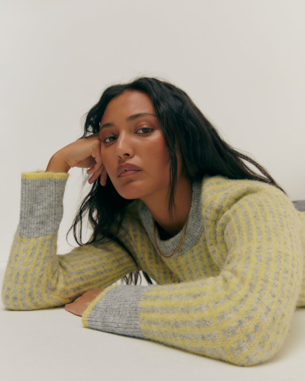 Jersey de mujer punto fantasía cuello redondo