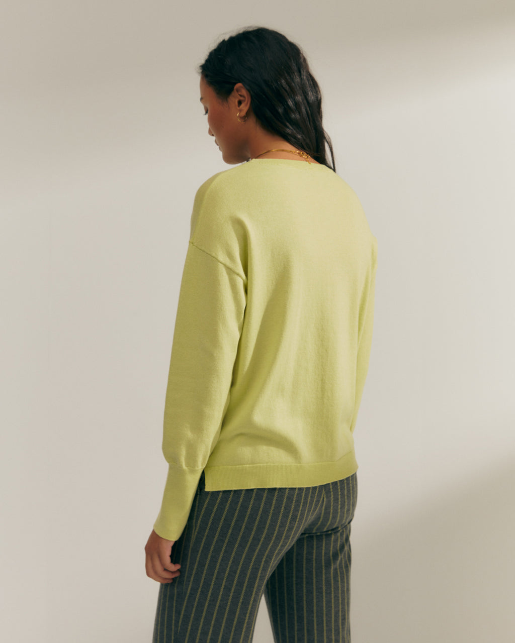 Jersey de mujer punto liso manga larga cuello redondo