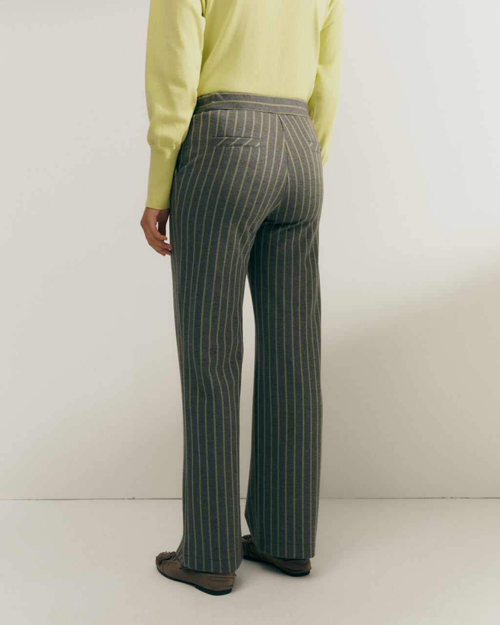 Pantalón recto de mujer punto estampado cintura elástica