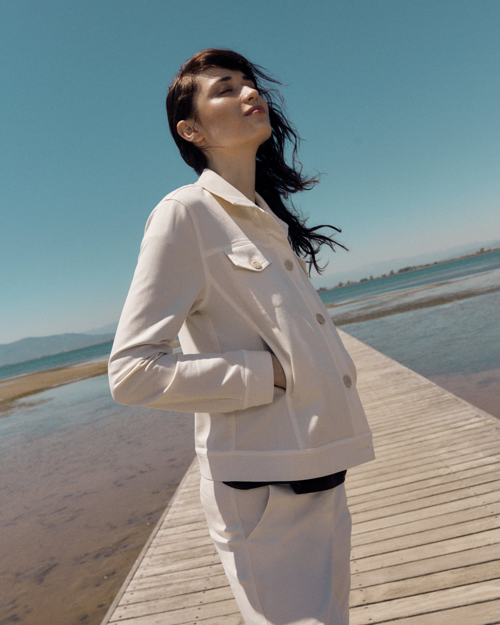 Chaqueta de mujer efecto denim blanco