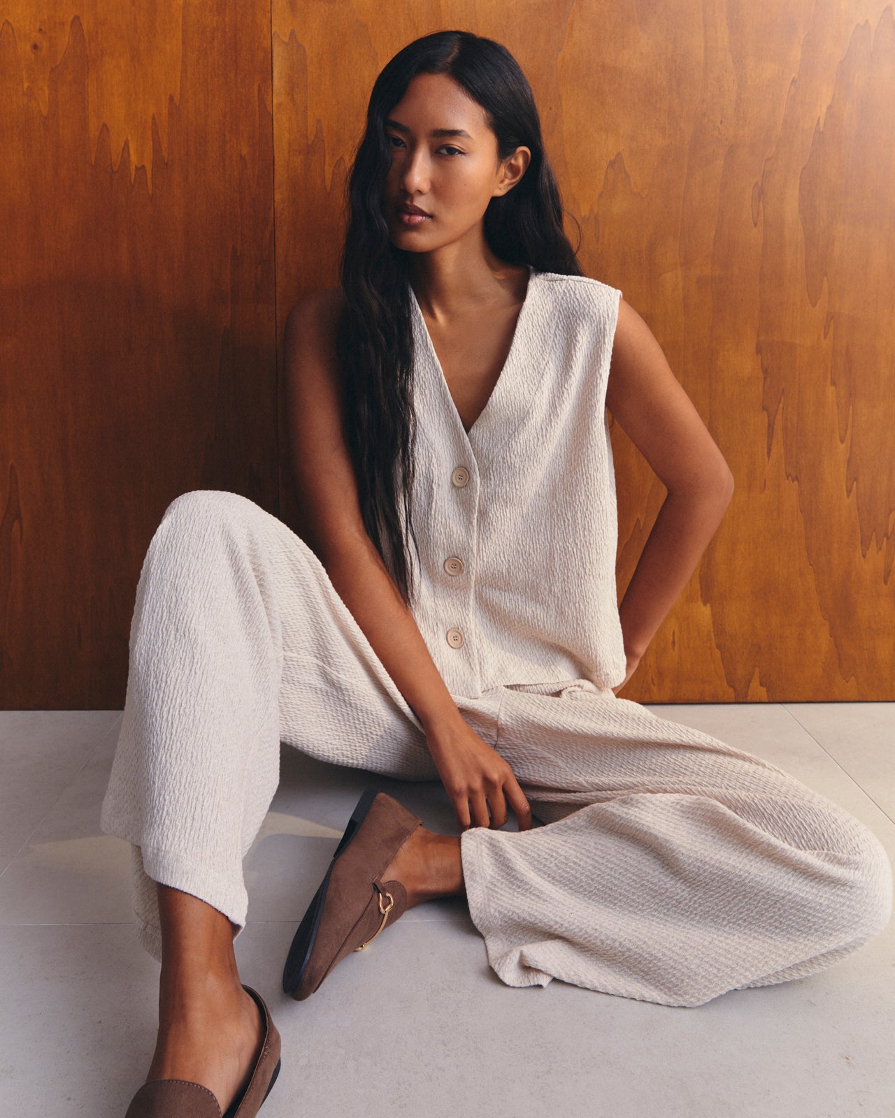 Chaleco de mujer en punto estructurado