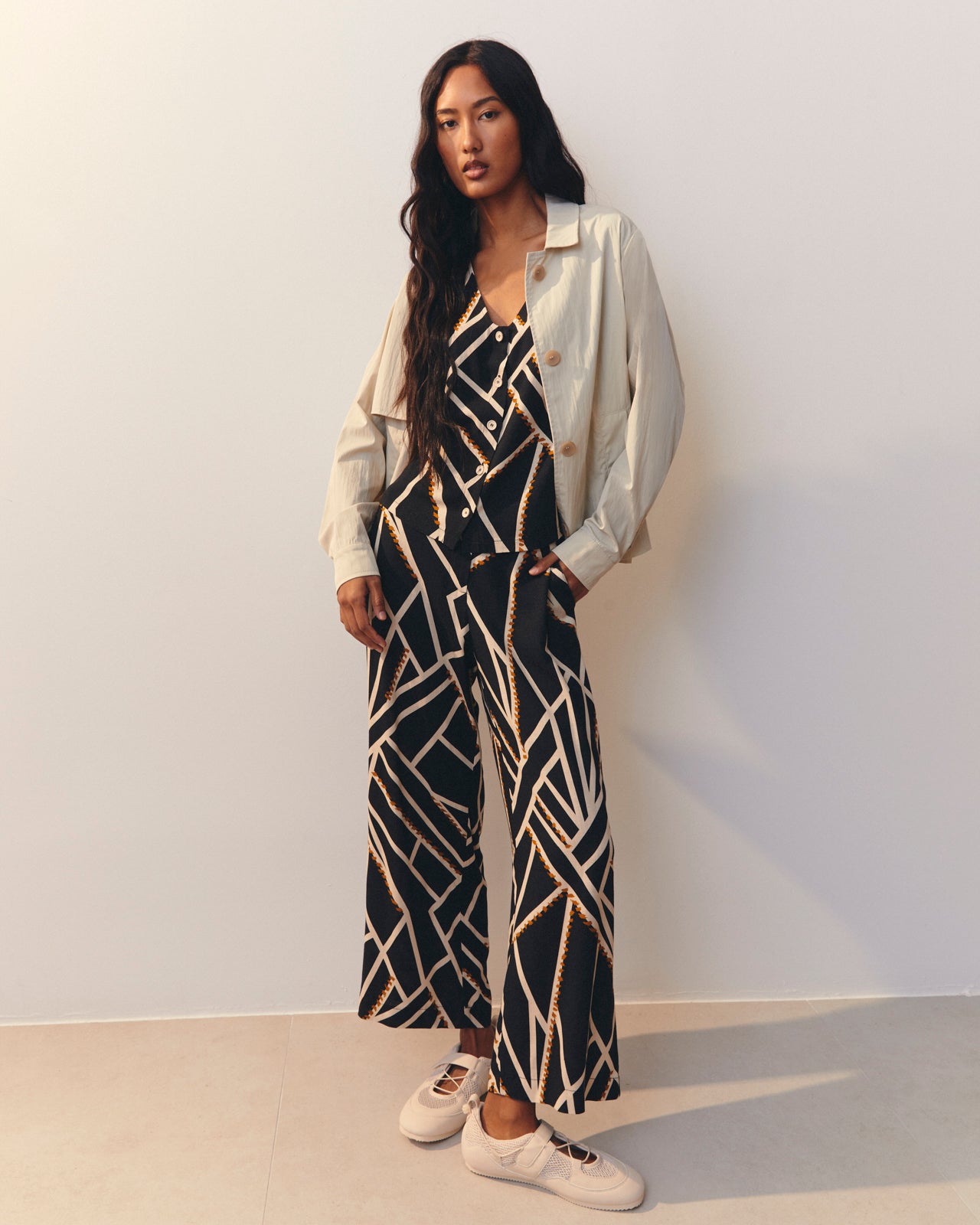 Pantalón ancho de mujer tobillero cintura elástica