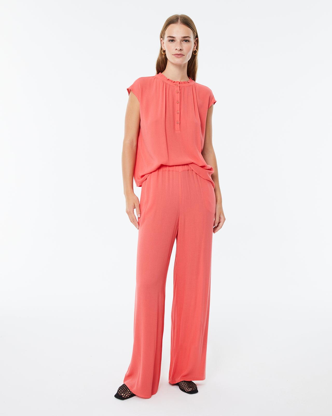 Pantalón ancho de mujer con cintura elástica