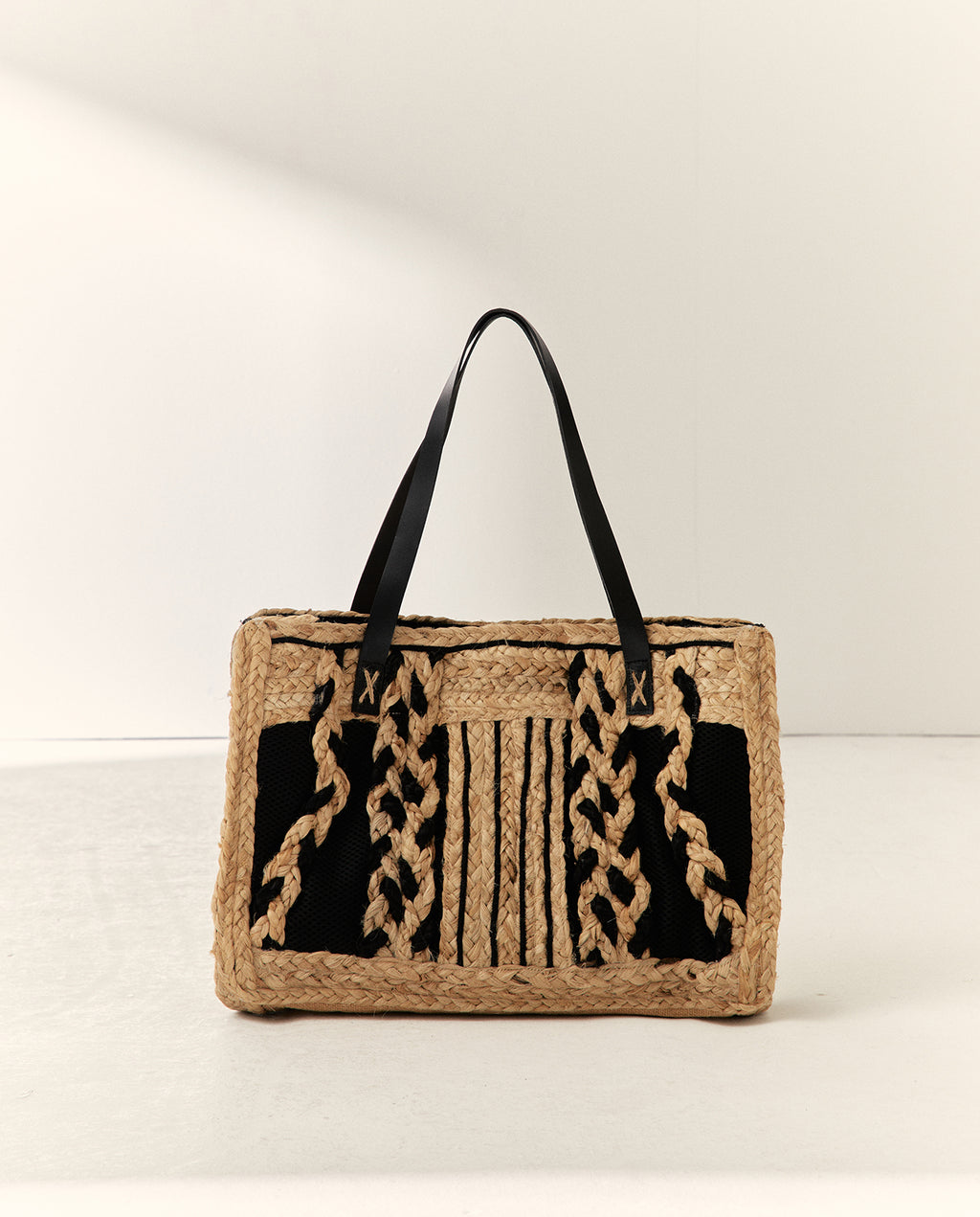 Bolso de hombro efecto rafia bicolor