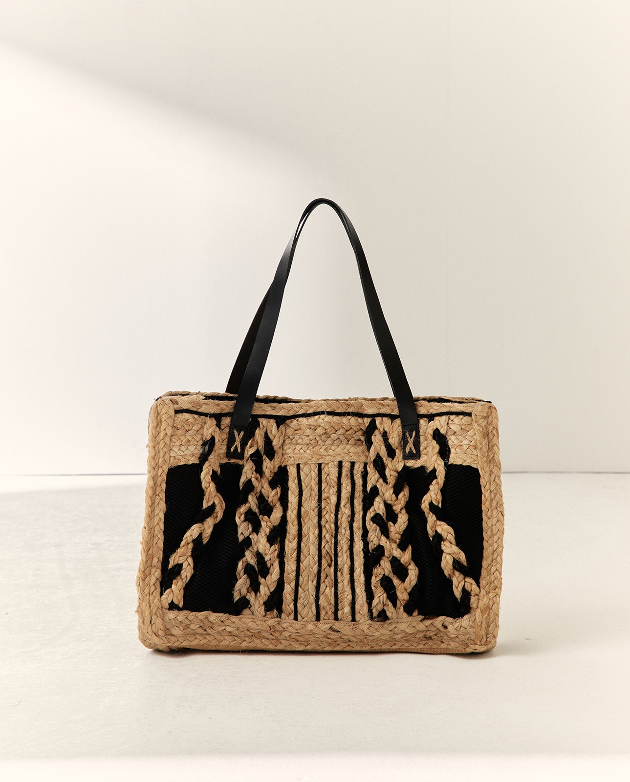 Bolso de hombro efecto rafia bicolor