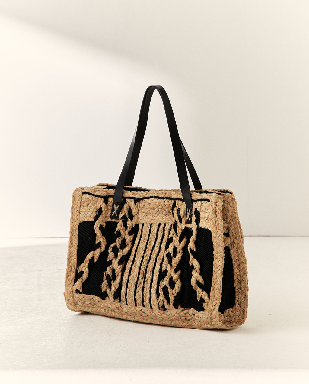 Bolso de hombro efecto rafia bicolor