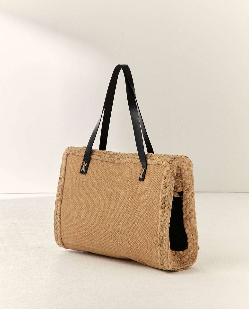 Bolso de hombro efecto rafia bicolor