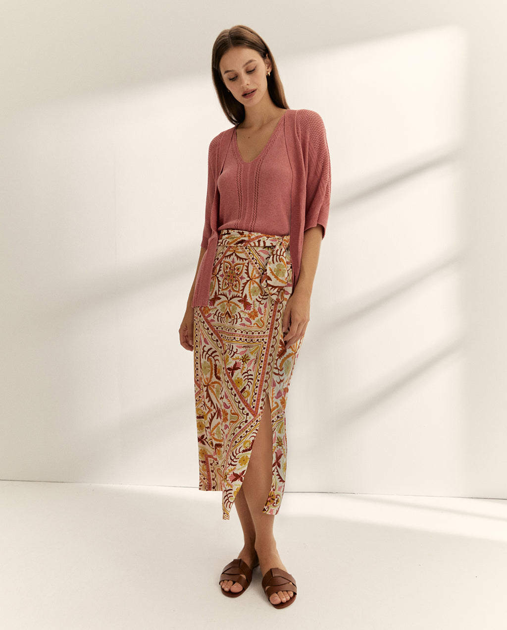 Falda midi estampada