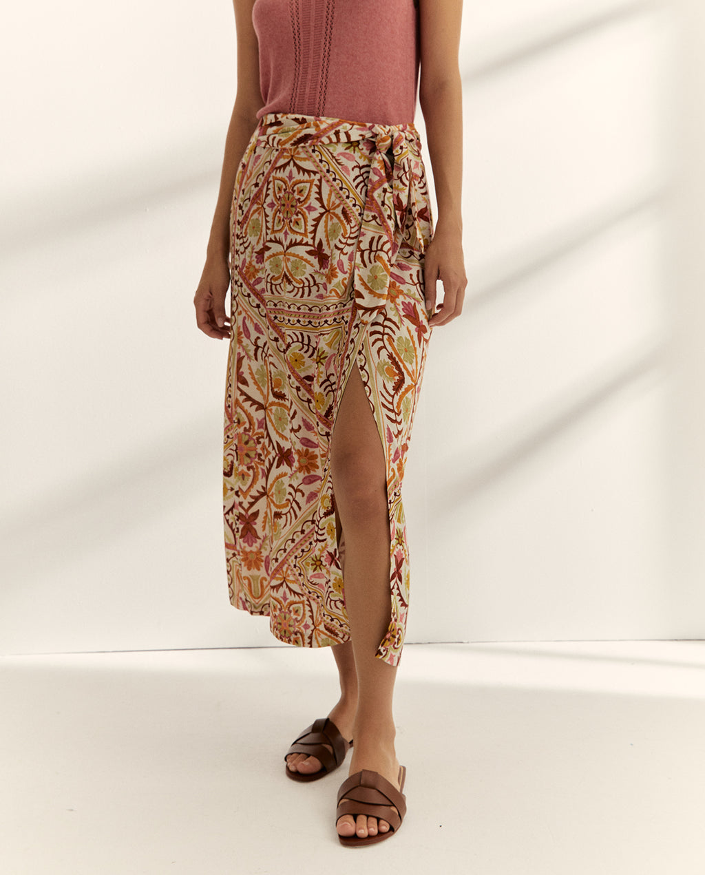Falda midi estampada