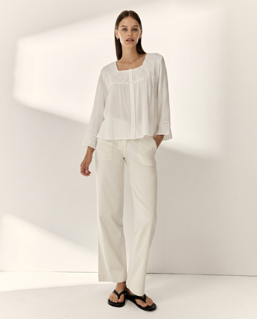 Blusa de mujer manga francesa escote cuadrado