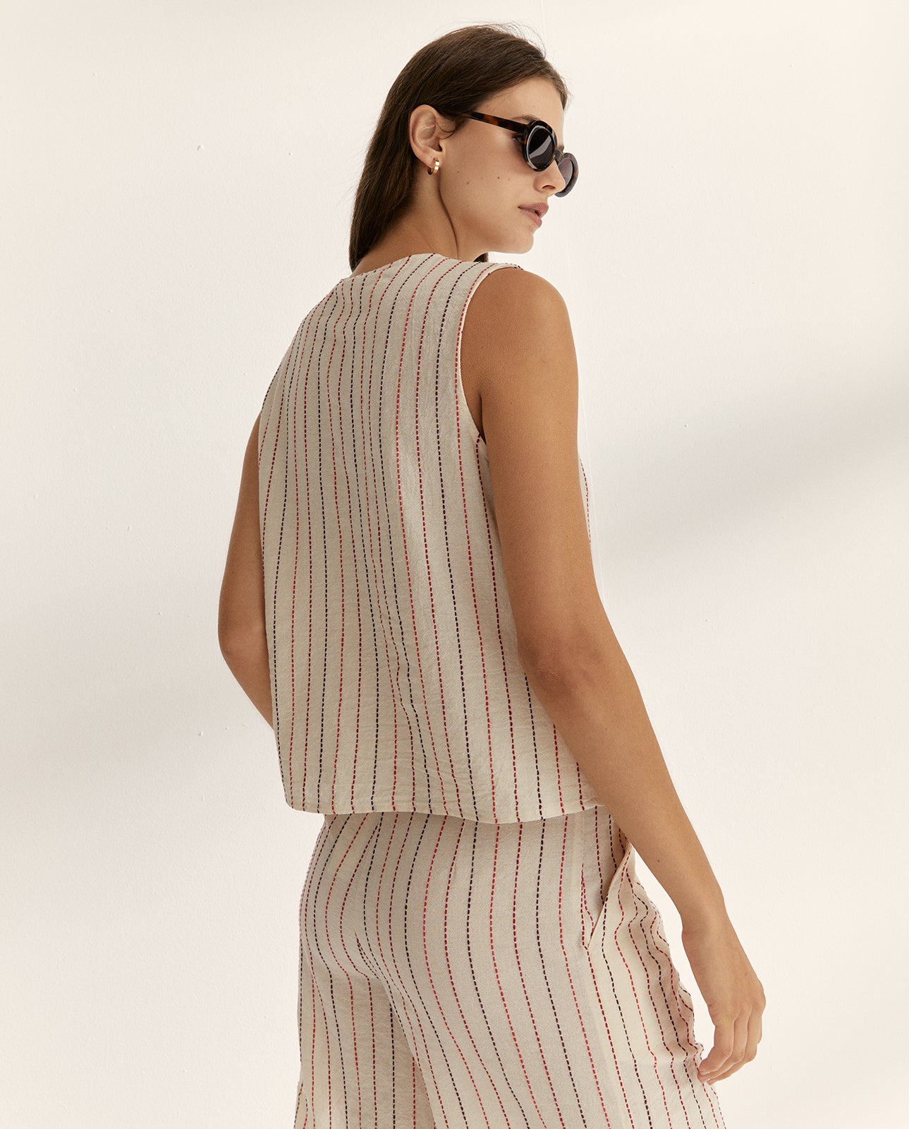 Blusa de mujer efecto chaleco raya diplomática