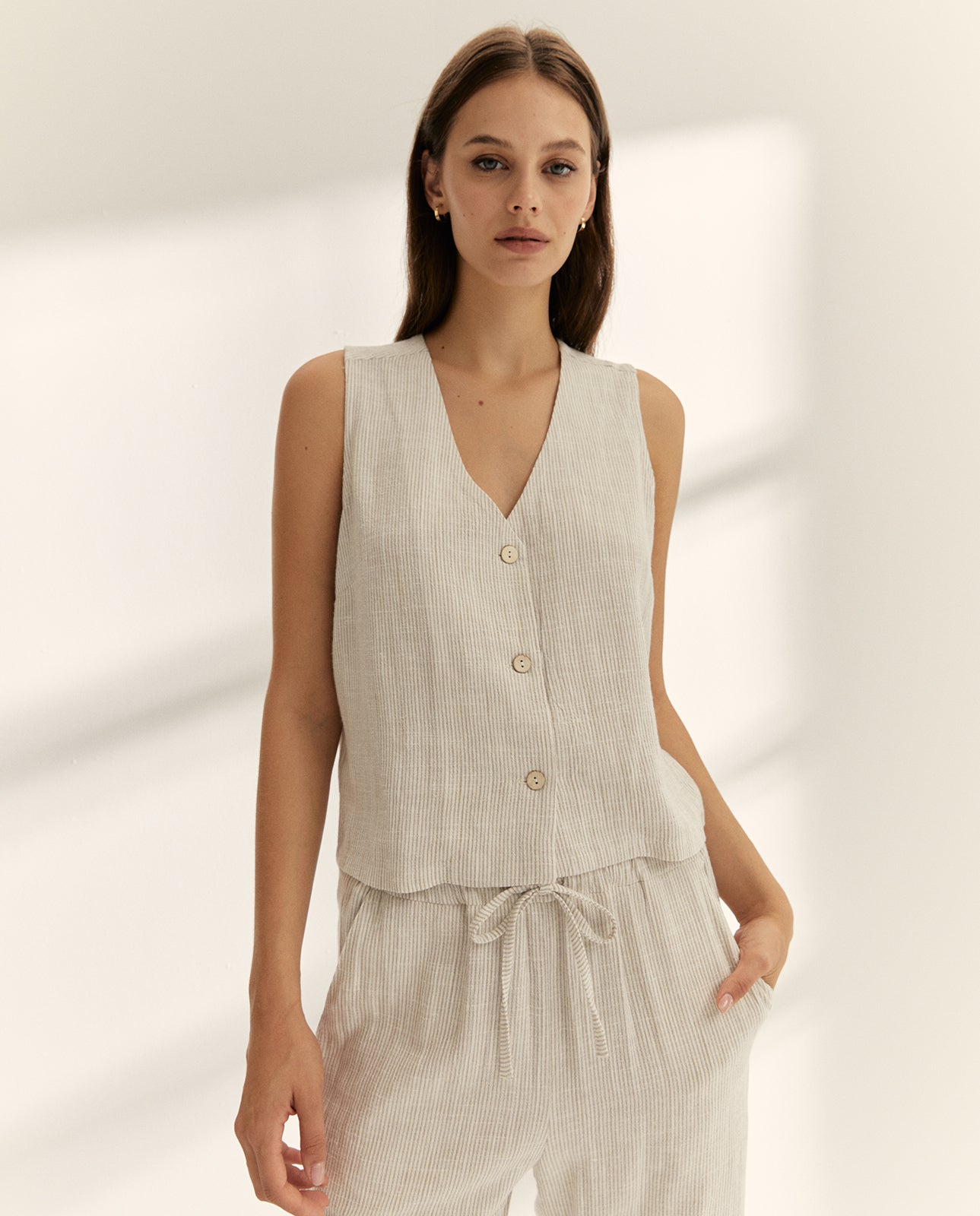 Blusa de mujer efecto chaleco mil rayas