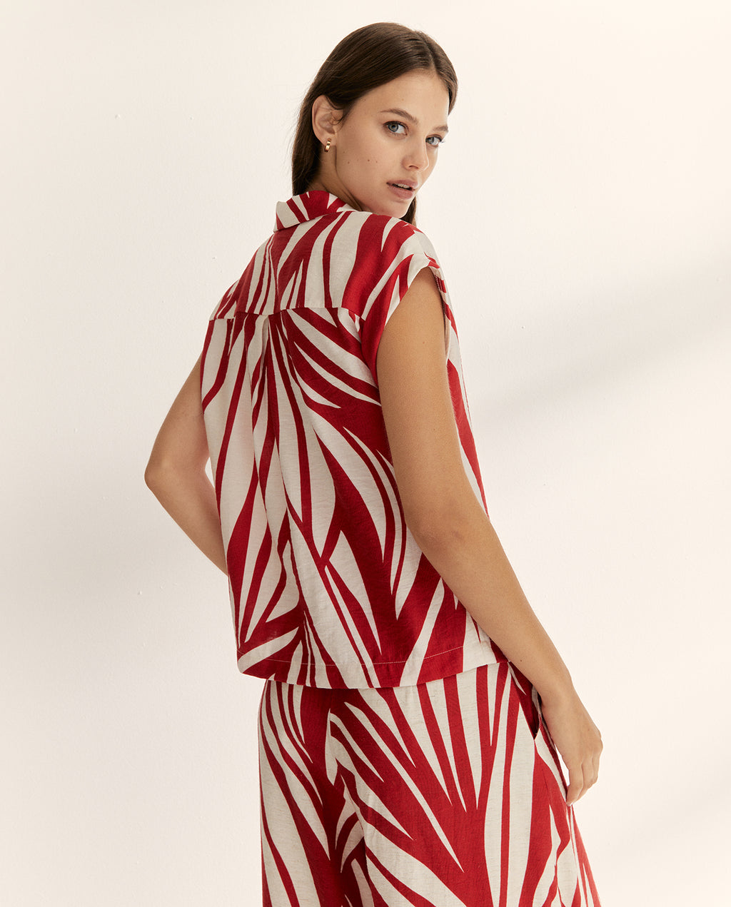 Camisa de mujer estampada cuello camisero