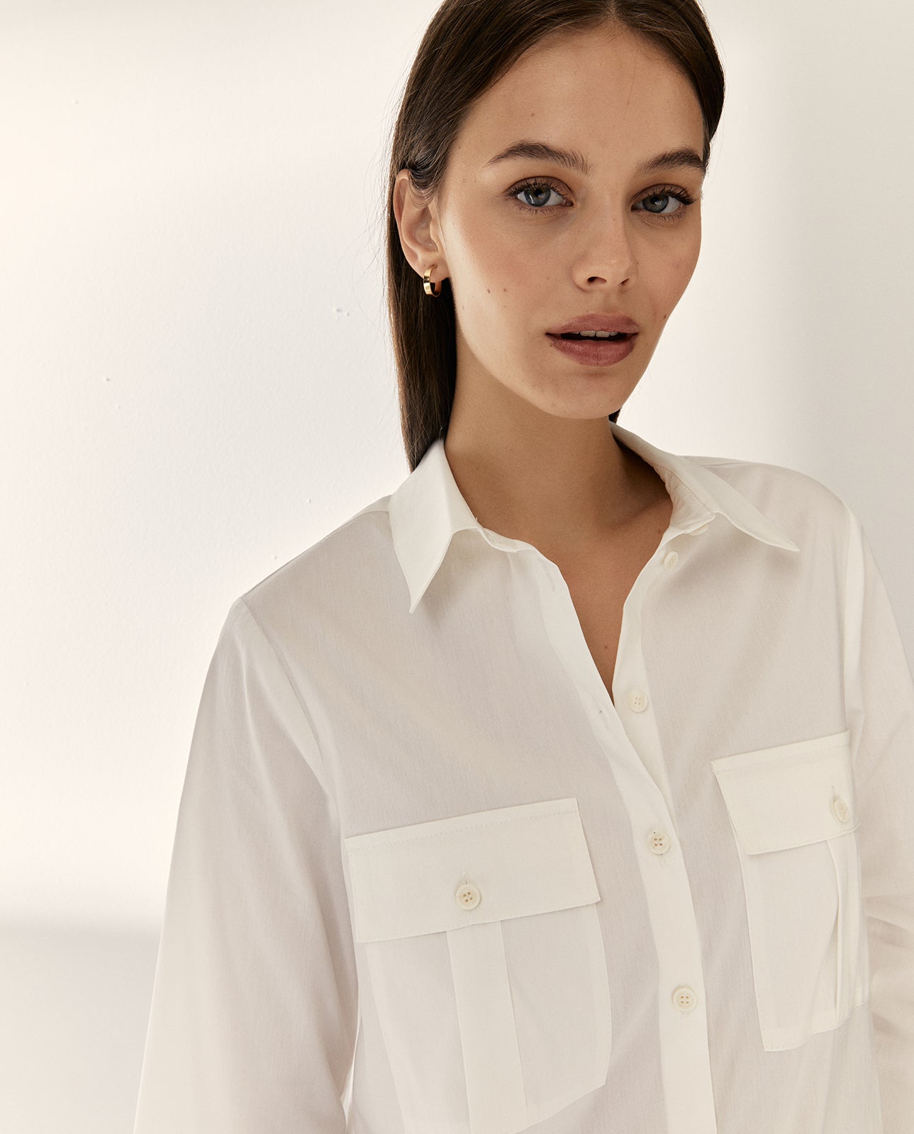 Camisa de mujer manga larga cuello camisero