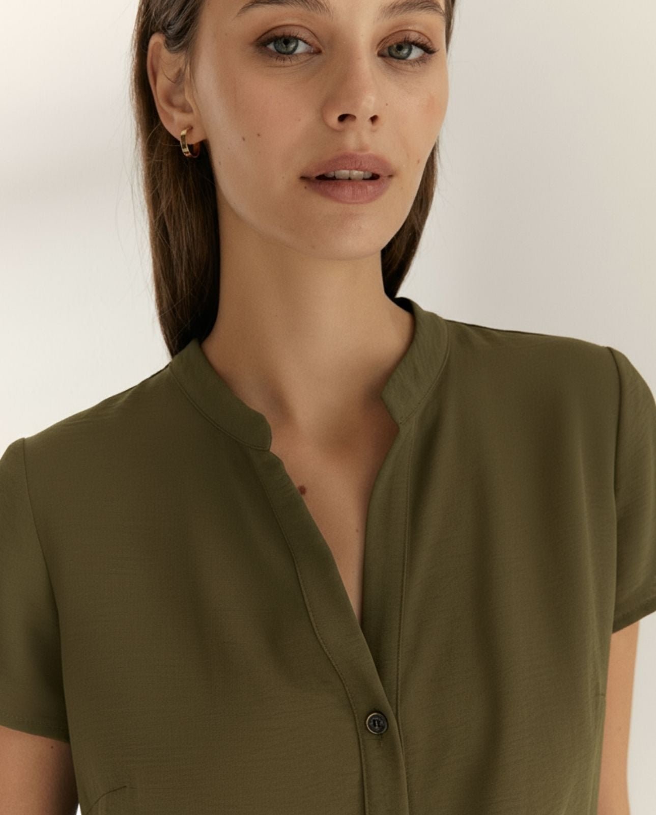 Camisa de mujer cuello mao manga corta