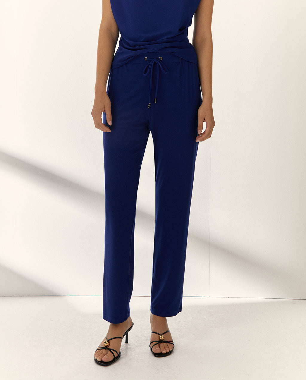 Pantalón recto de mujer punto liso cintura elástica