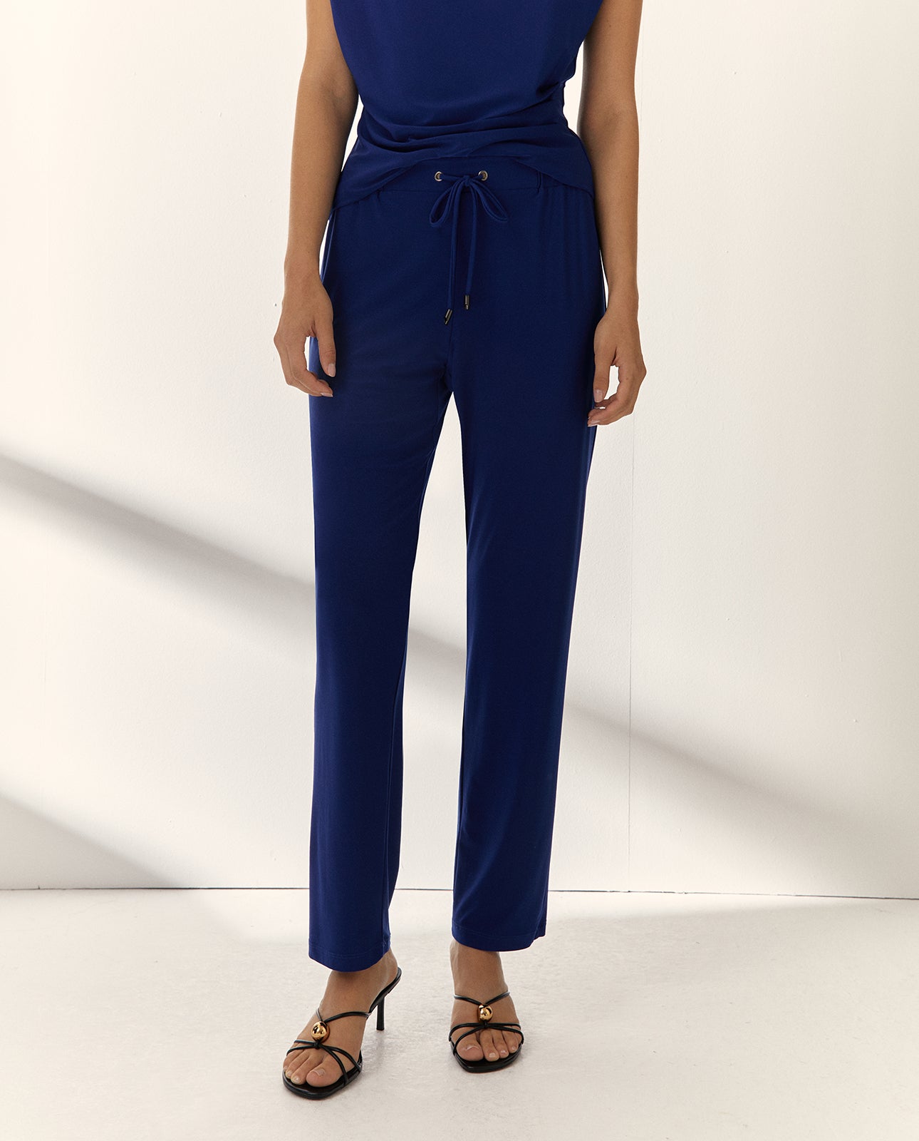 Pantalón recto de mujer punto liso cintura elástica