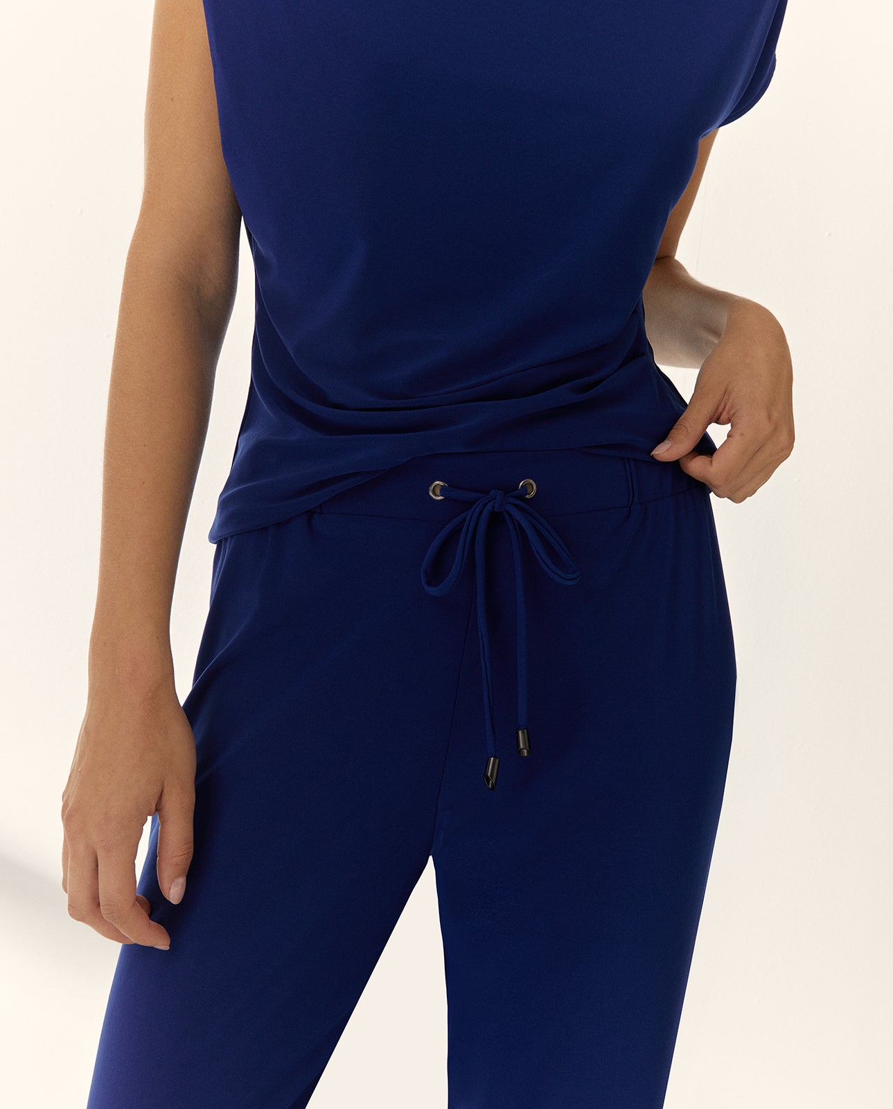 Pantalón recto de mujer punto liso cintura elástica