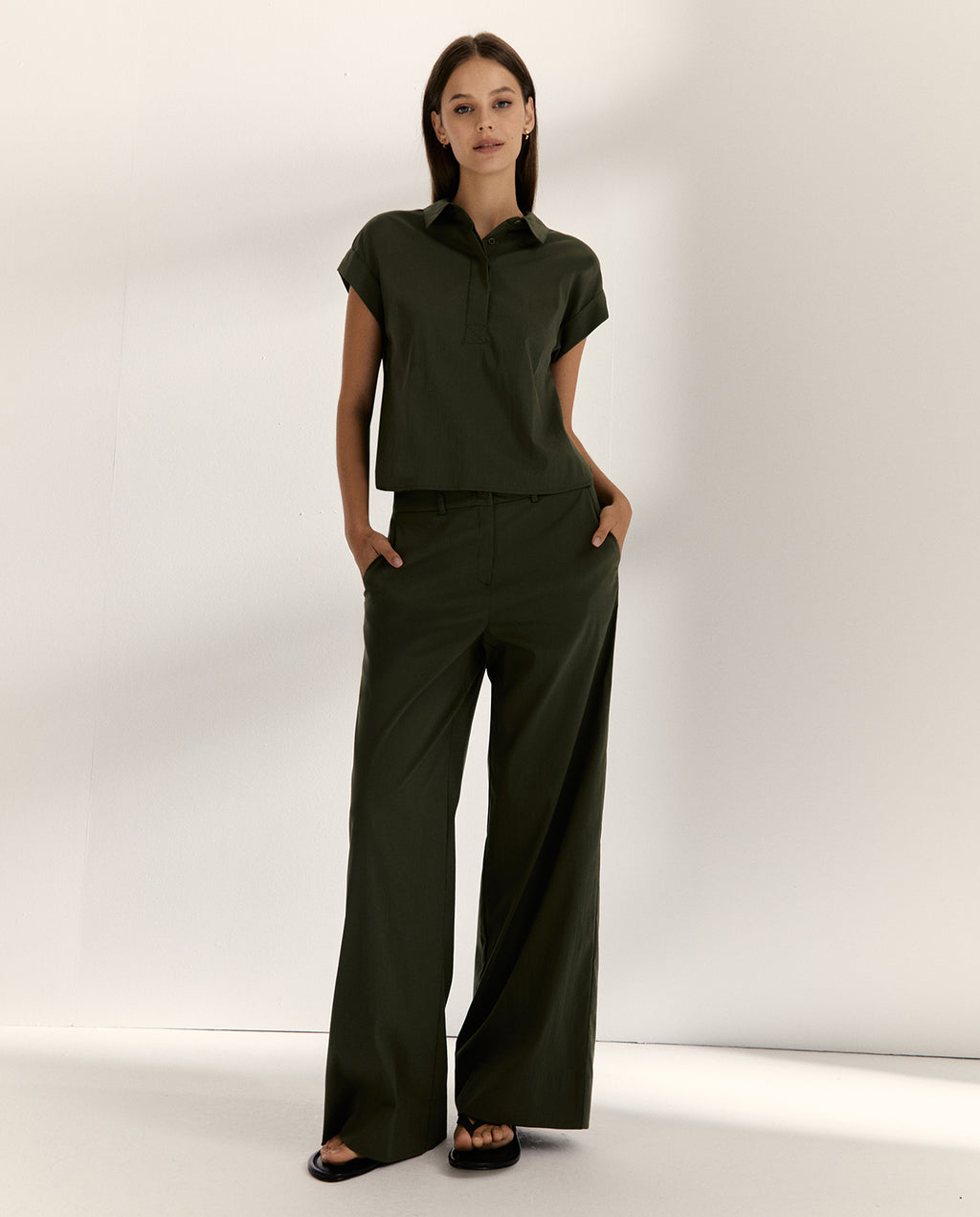 Pantalón ancho de mujer cintura elástica