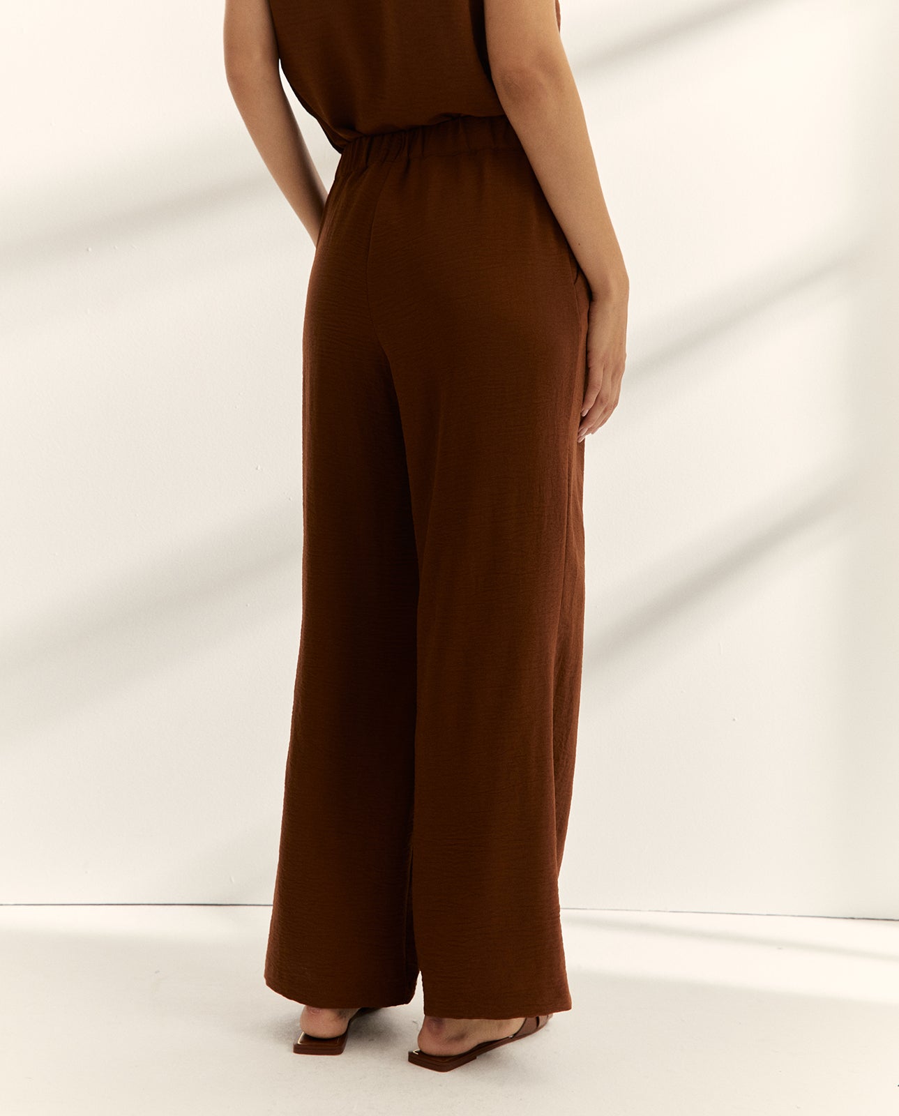 Pantalón recto de mujer cintura elástica