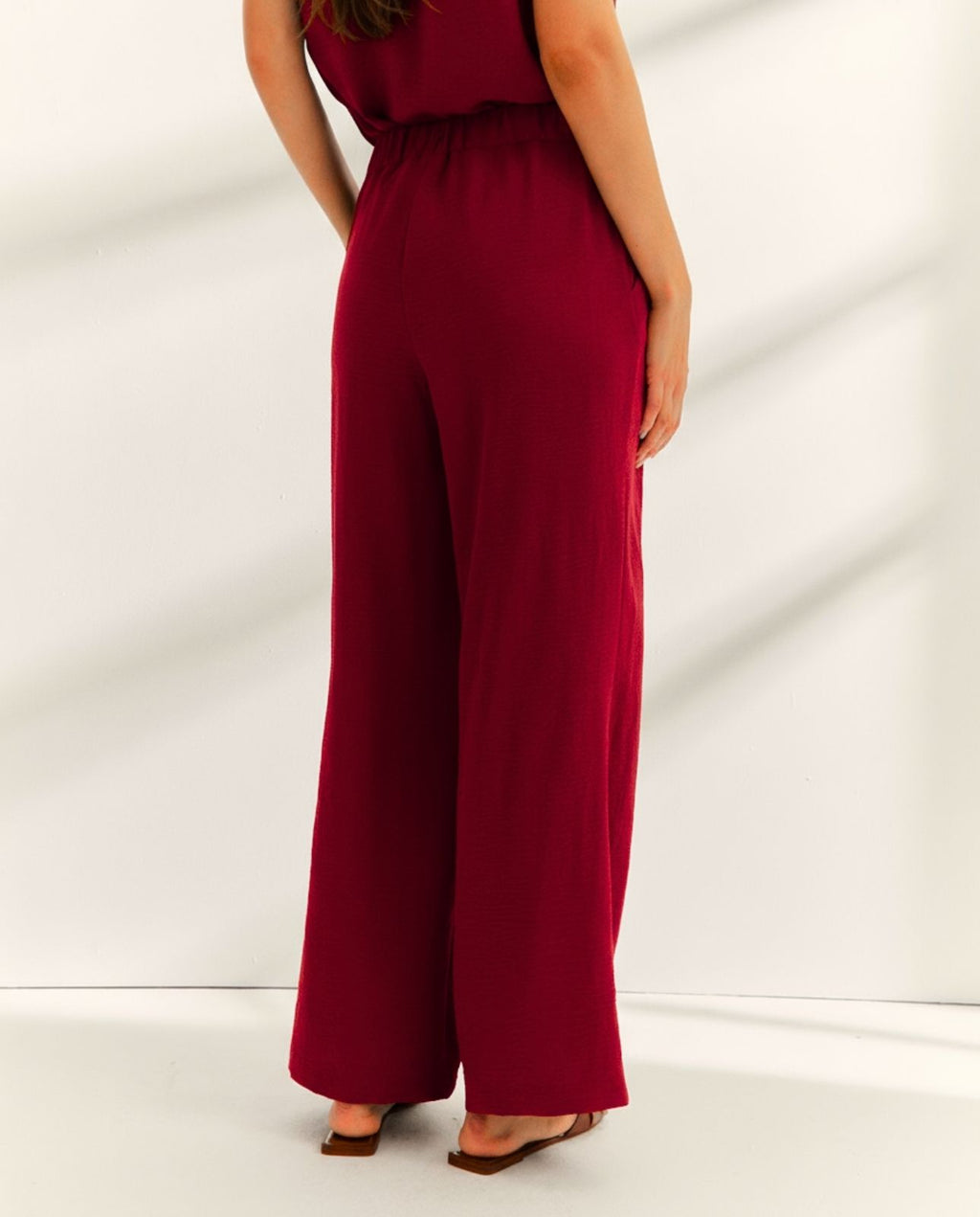 Pantalón recto de mujer cintura elástica