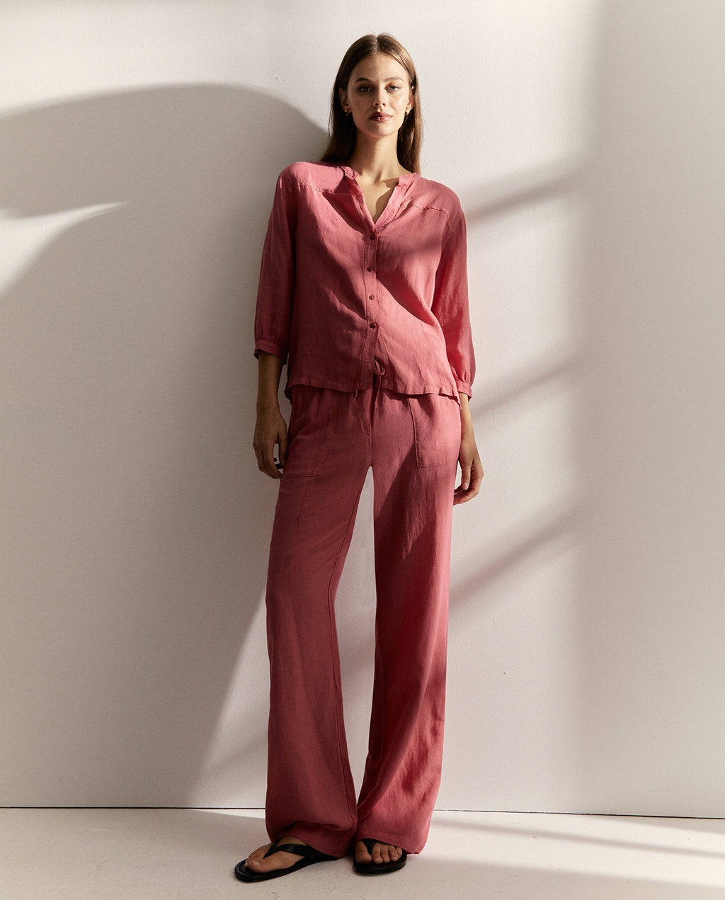 Pantalón recto de mujer cintura elástica