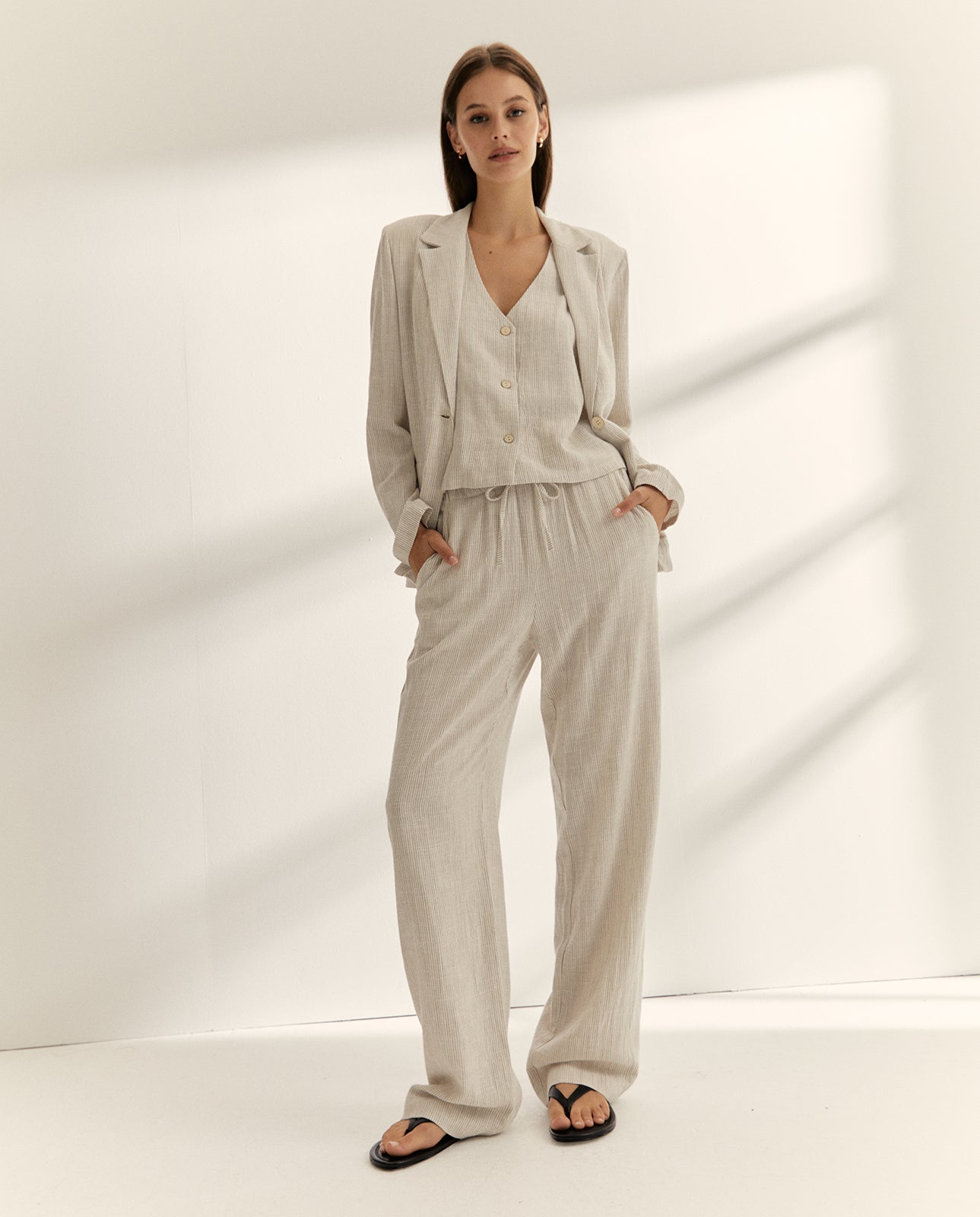 Pantalón de mujer estampado rayas cintura elástica