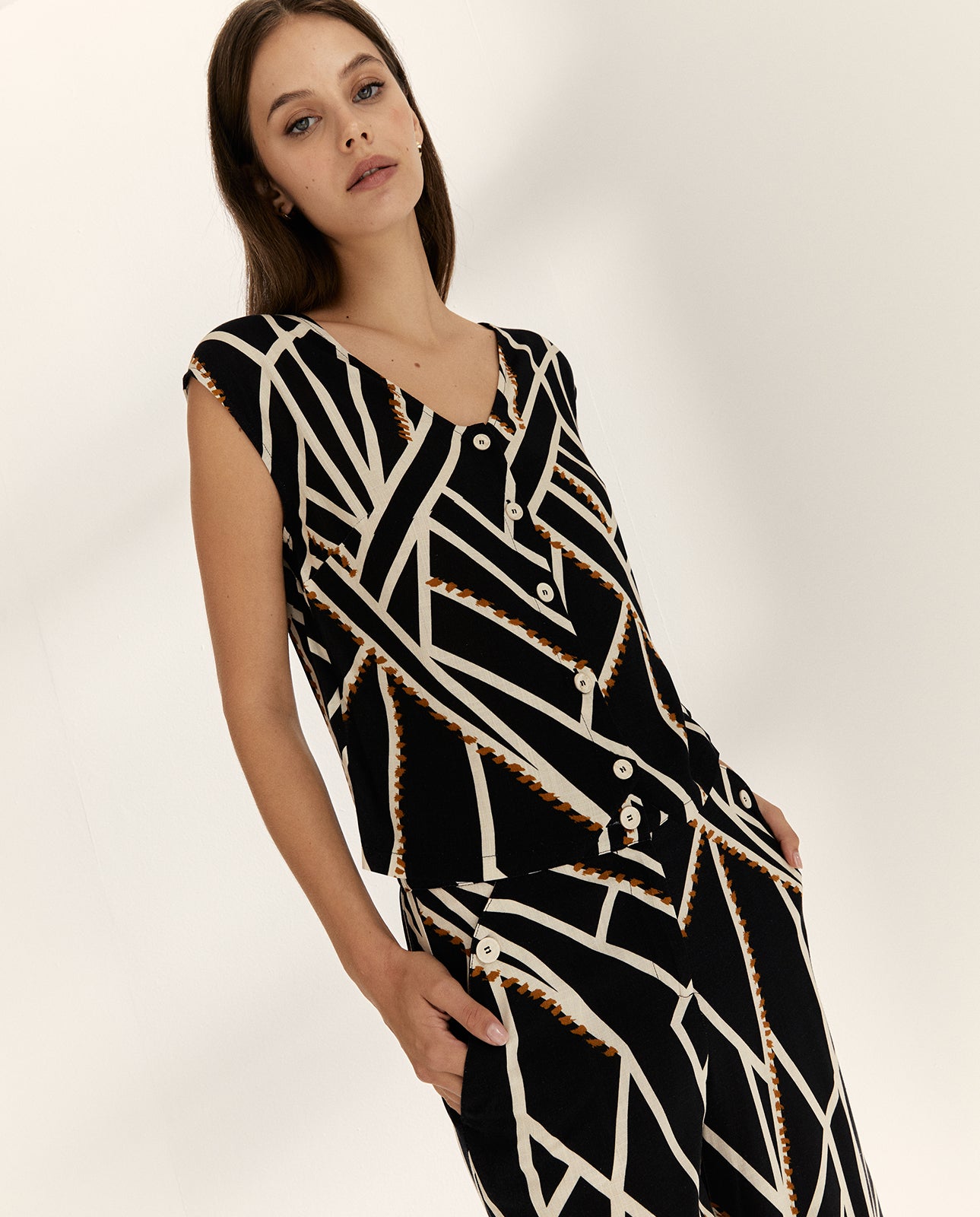 Pantalón ancho de mujer tobillero cintura elástica