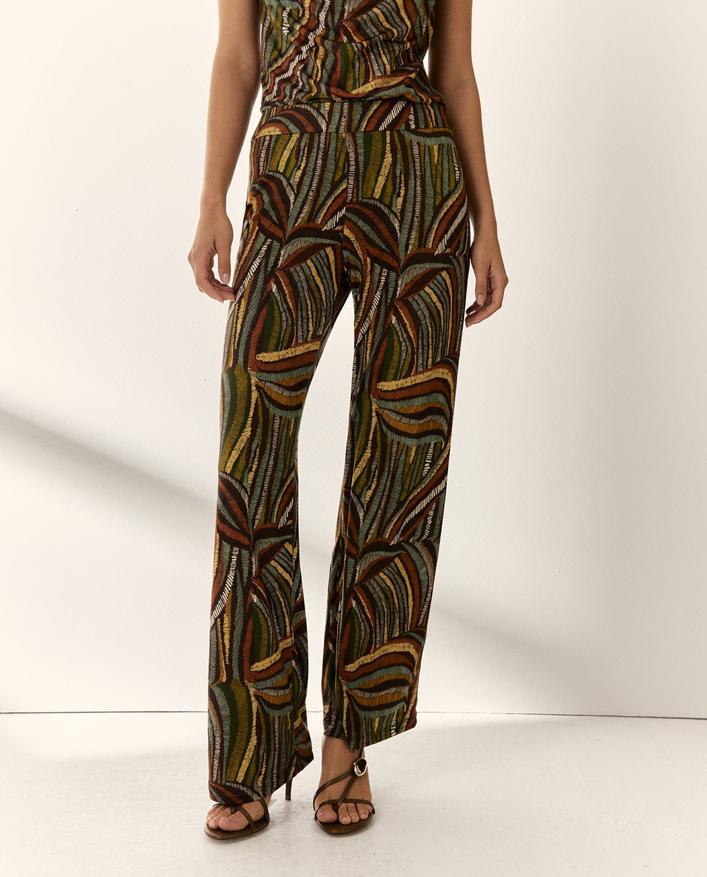 Pantalón  mujer punto estampado cintura elástica