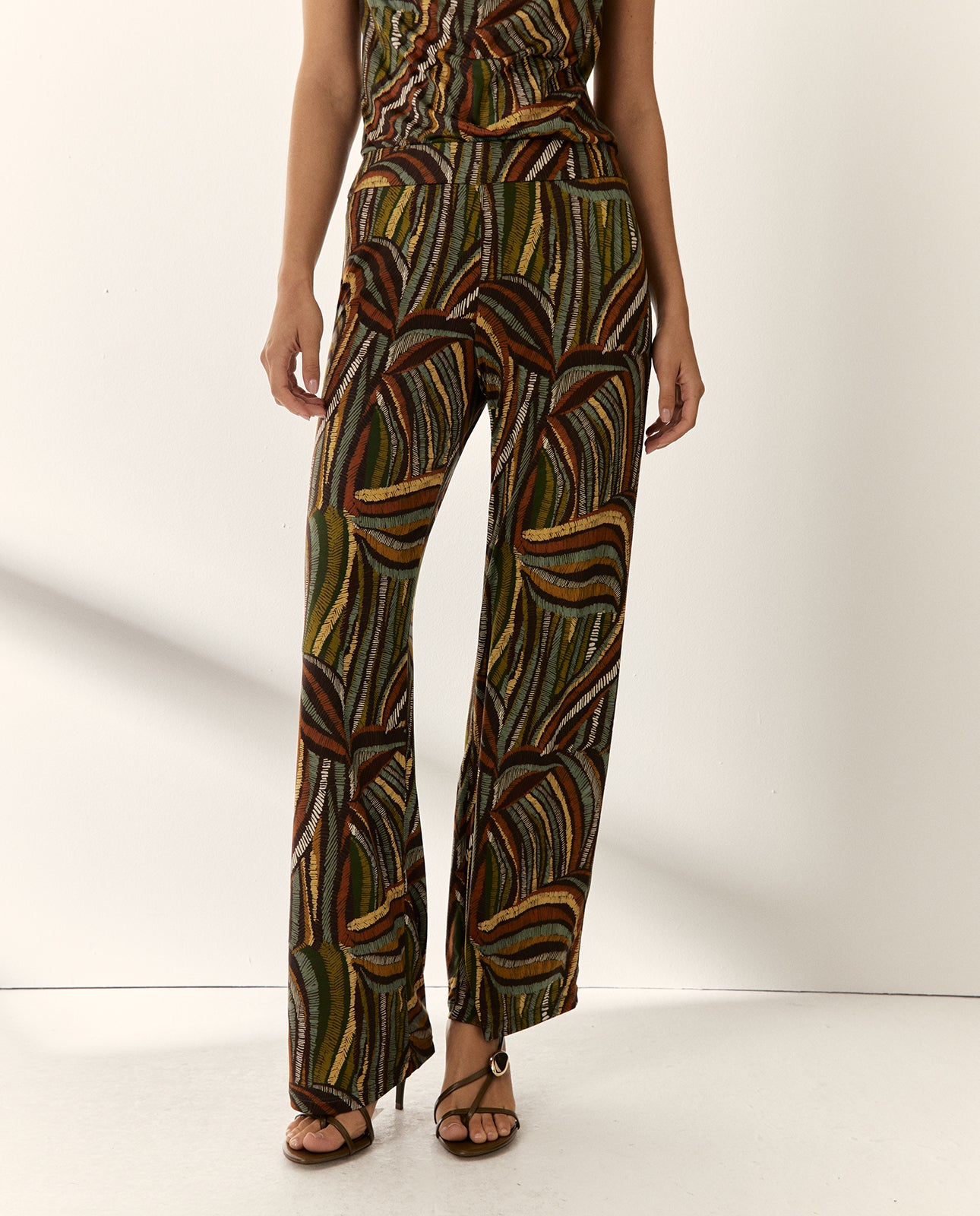 Pantalón  mujer punto estampado cintura elástica