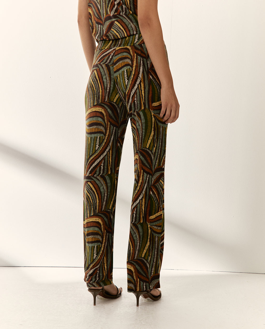 Pantalón  mujer punto estampado cintura elástica