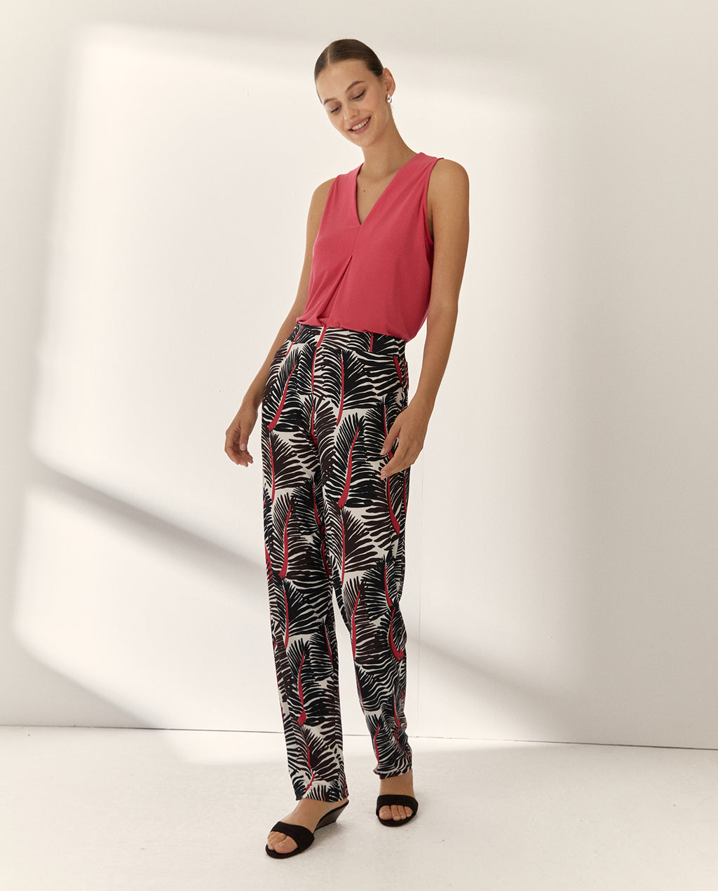 Pantalón de mujer en punto estampado