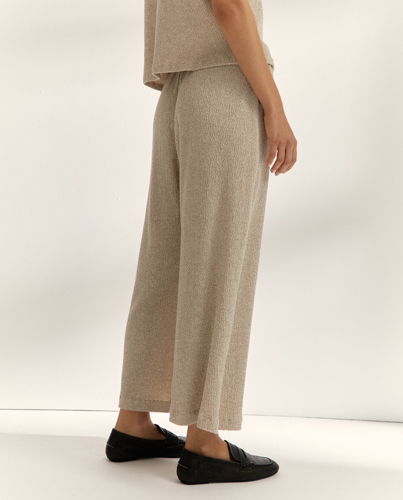 Pantalón ancho de mujer en punto cintura elástica