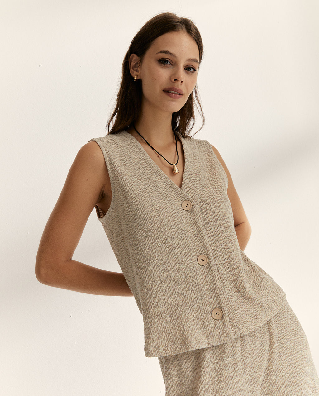 Chaleco de mujer en punto estructurado