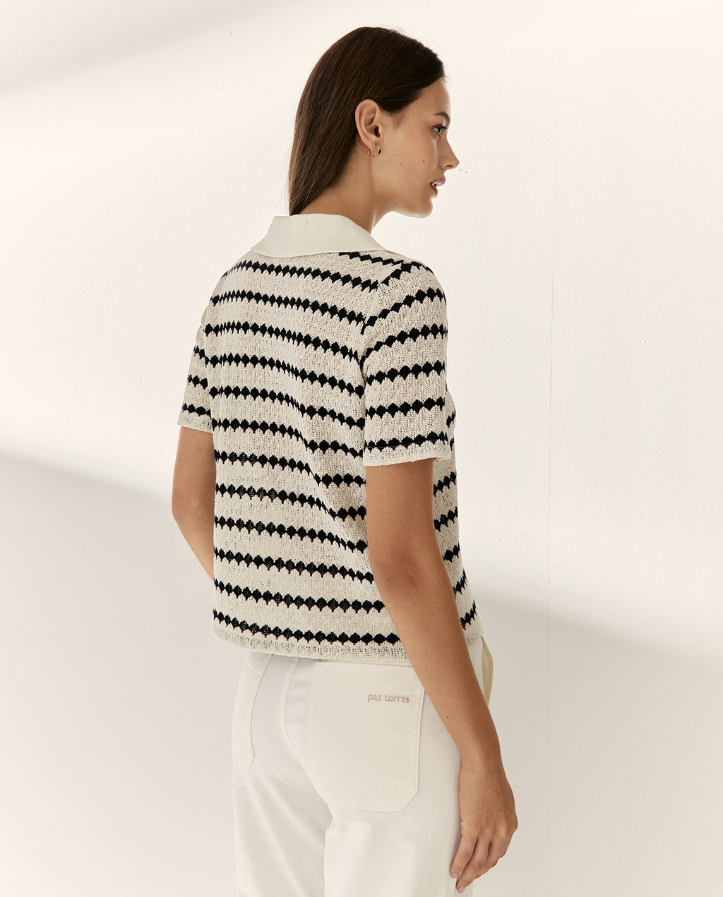 Polo de mujer estampado rayas manga corta