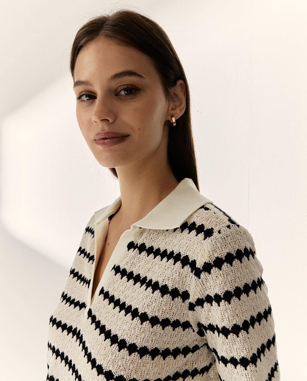 Polo de mujer estampado rayas manga corta