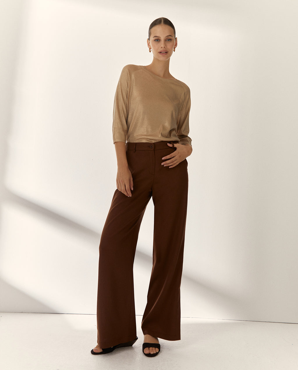 Jersey de mujer cuello redondo manga a codo