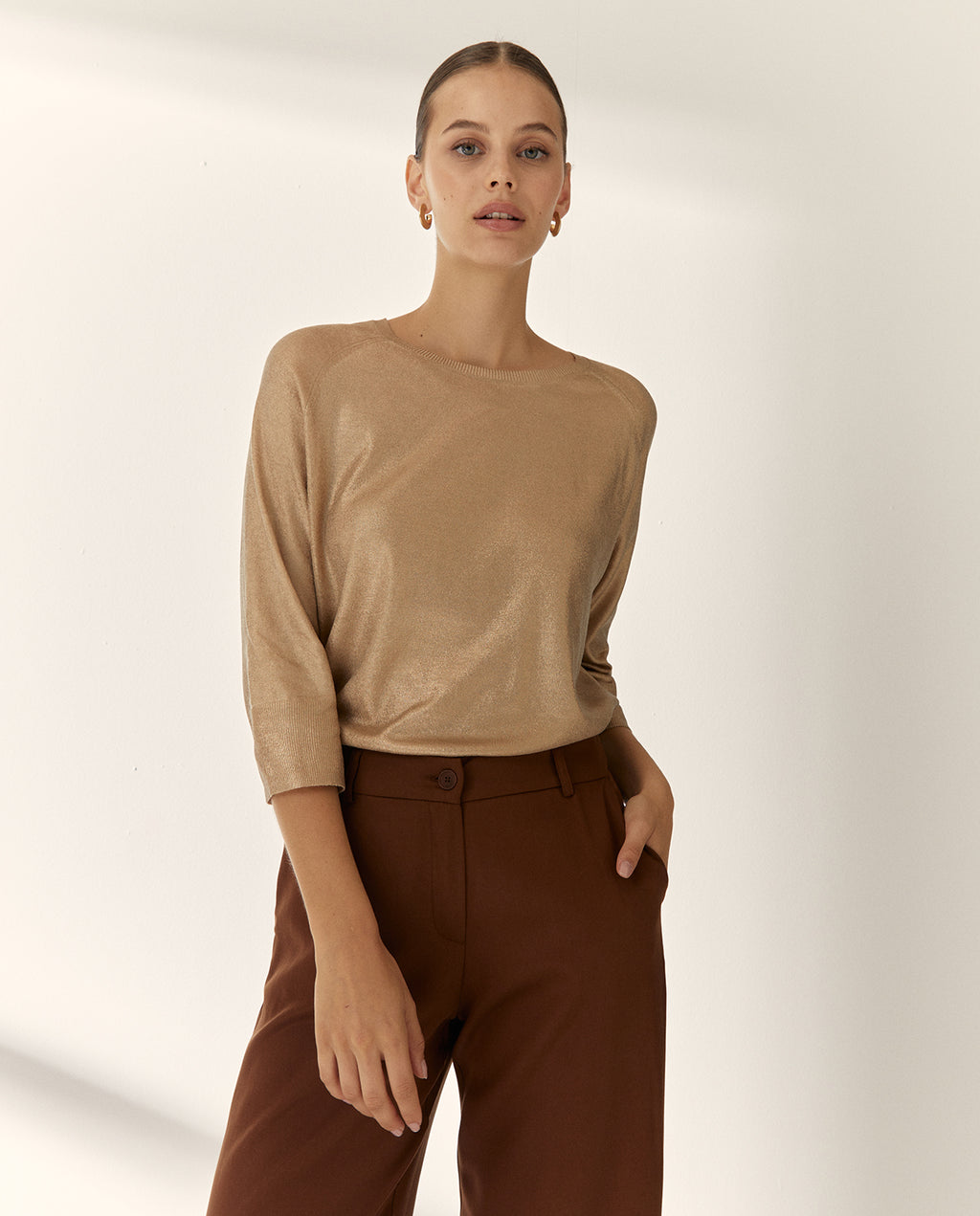 Jersey de mujer cuello redondo manga a codo