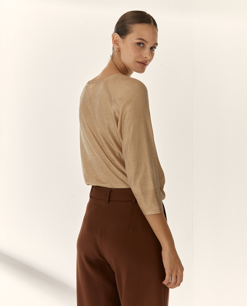 Jersey de mujer cuello redondo manga a codo