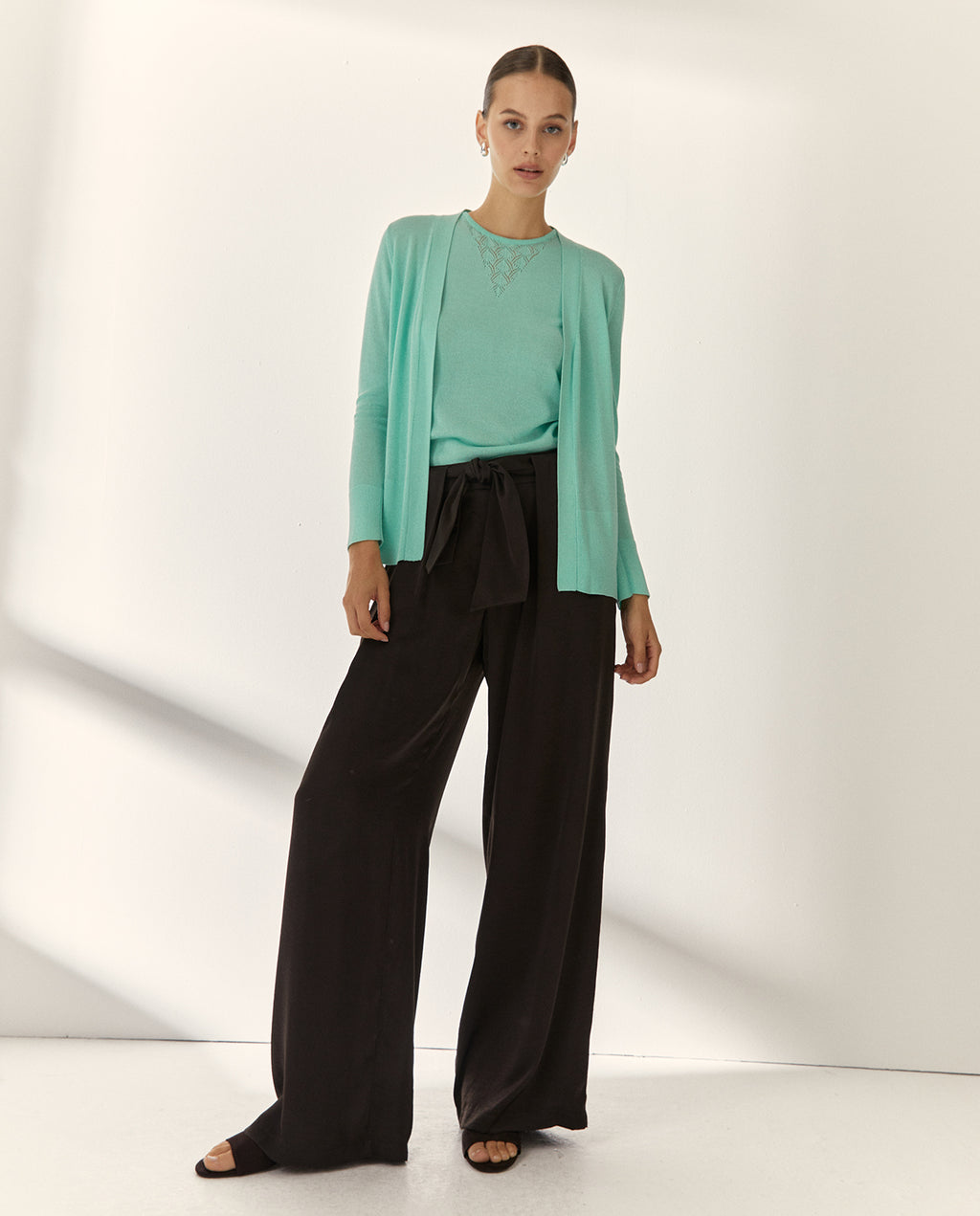 Cárdigan de mujer punto fino manga larga