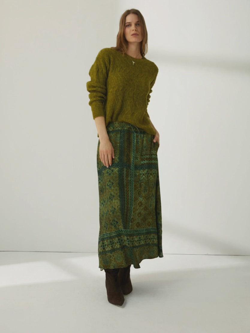 Jersey de mujer cuello redondo punto fantasía