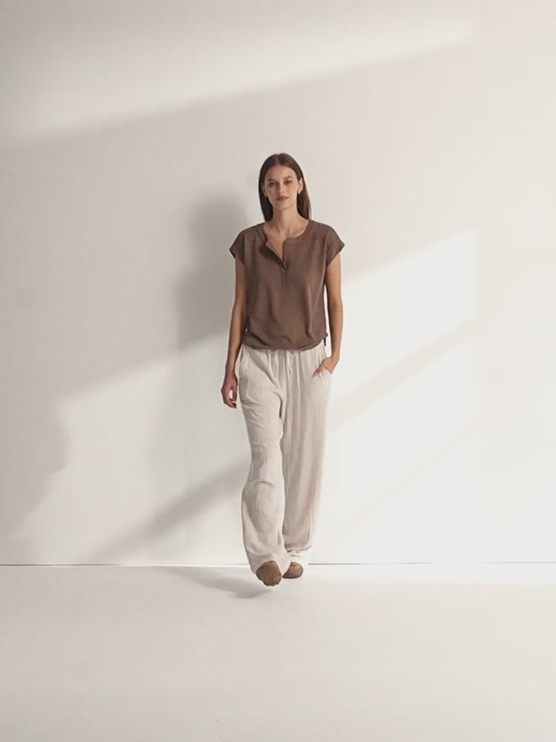 Camiseta de mujer cuello mao manga caída