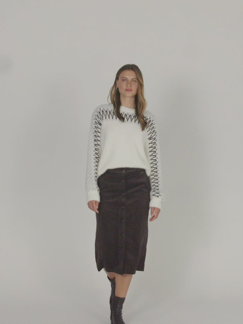 Jersey de mujer efecto pelo jacquard con hilo metalizado