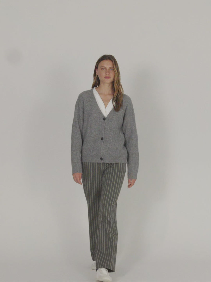 Cardigan de mujer punto fantasía rombos cuello pico