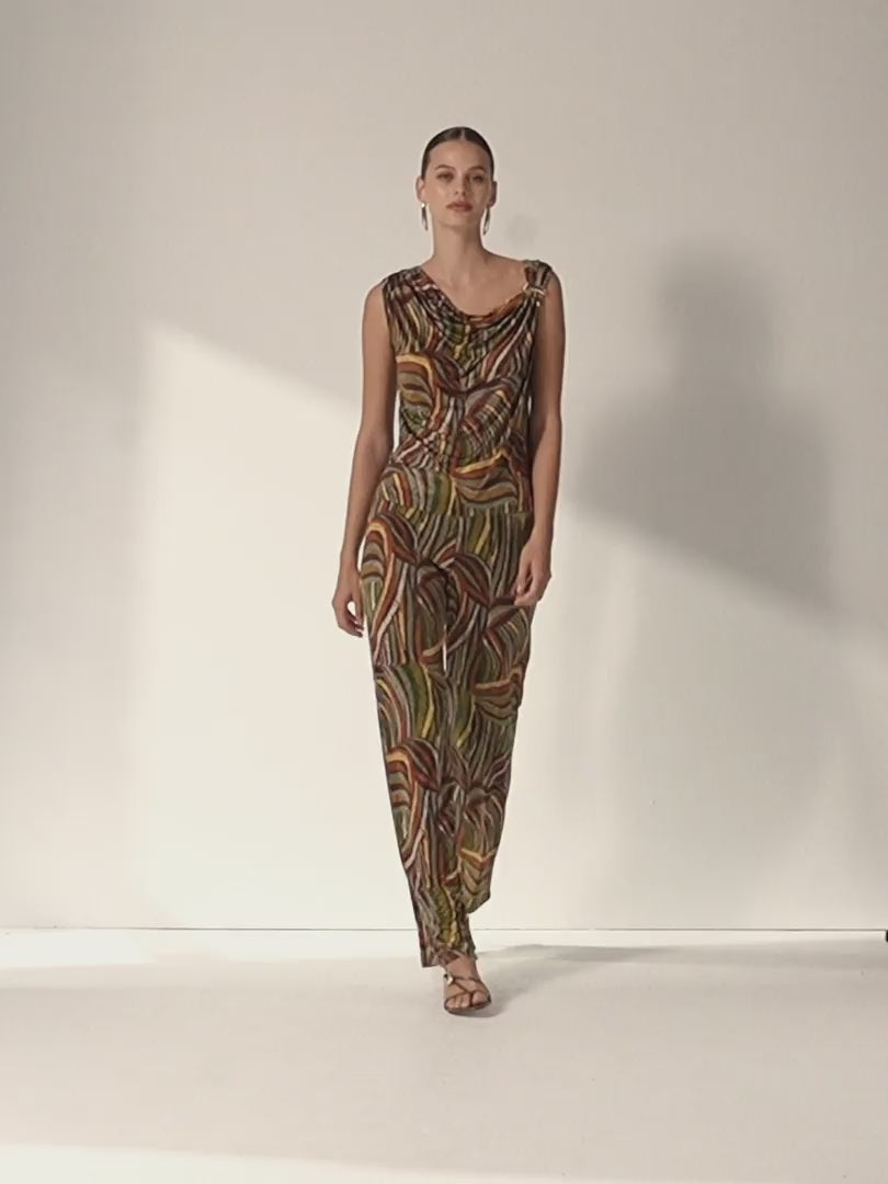 Pantalón  mujer punto estampado cintura elástica