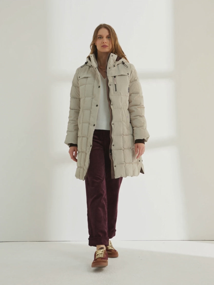 Parka larga de mujer acolchada capucha desmontable