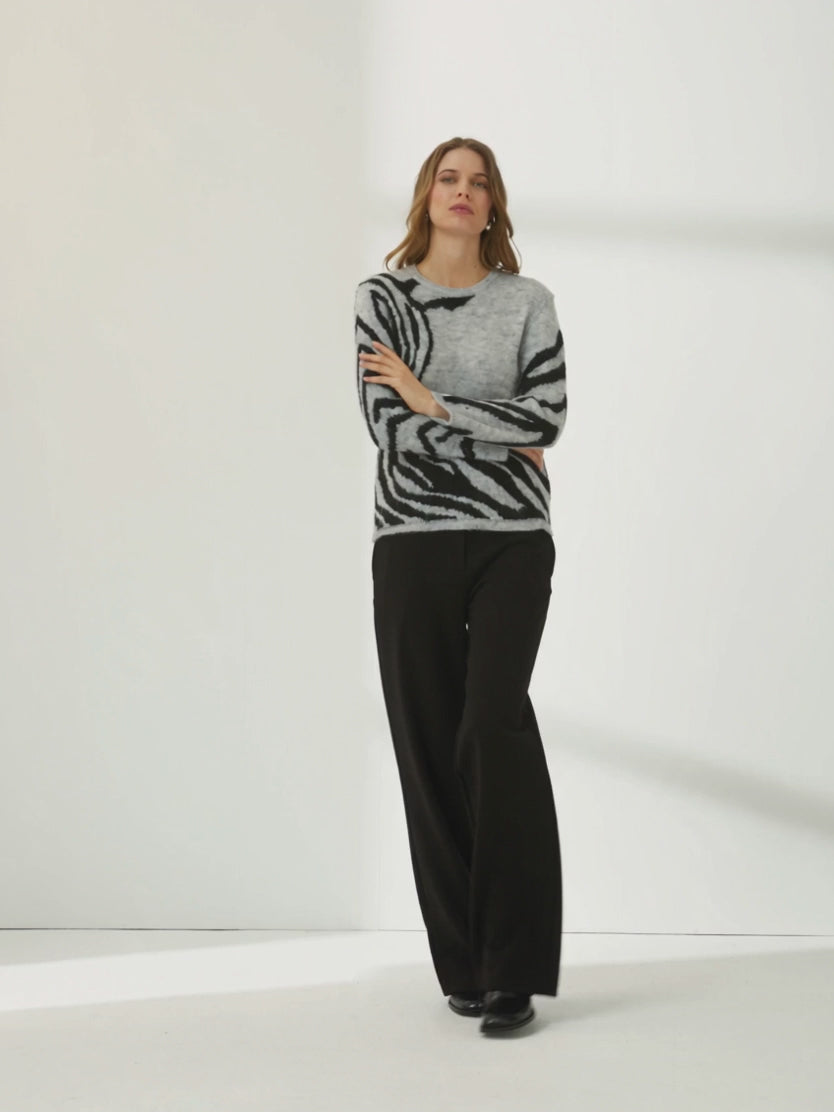 Jersey de mujer punto fantasía cuello redondo