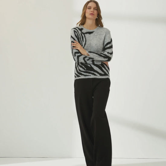 Jersey de mujer punto fantasía cuello redondo