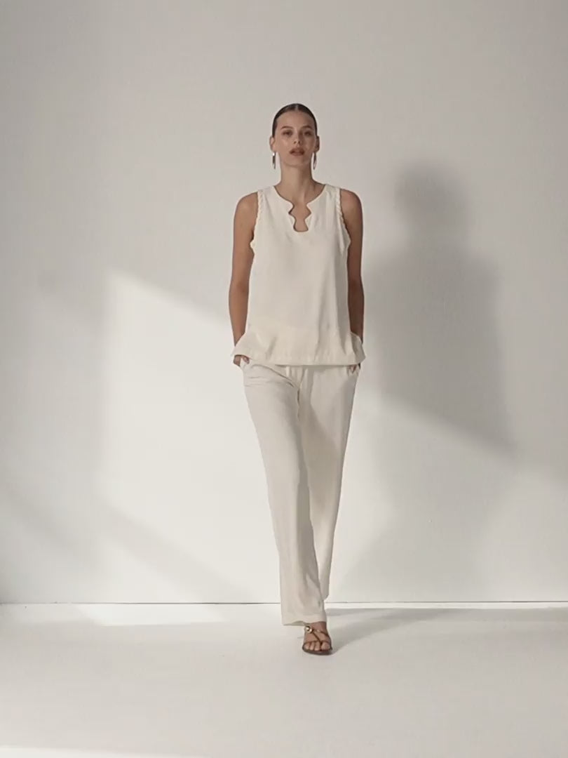 Pantalón recto de mujer tiro alto