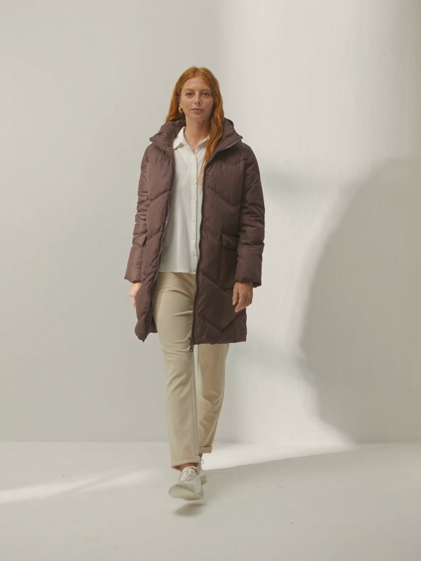 Parka larga de mujer acolchada capucha desmontable